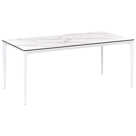 Masă dining de exterior SOVARETO 180 cm 90 cm efect marmorat Alb marmură [3]