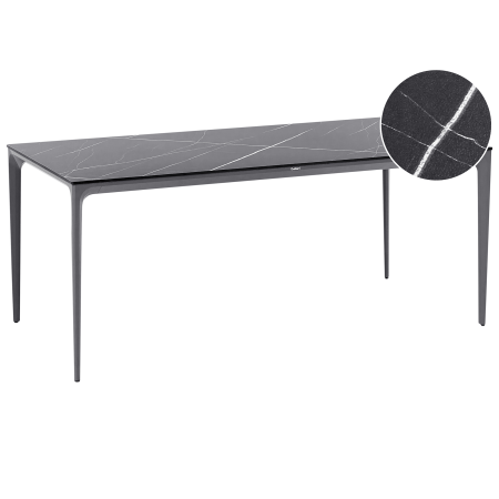 Masă dining de exterior SOVARETO 180 cm 90 cm efect marmorat Negru marmură [1]