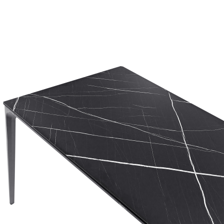 Masă dining de exterior SOVARETO 180 cm 90 cm efect marmorat Negru marmură [5]