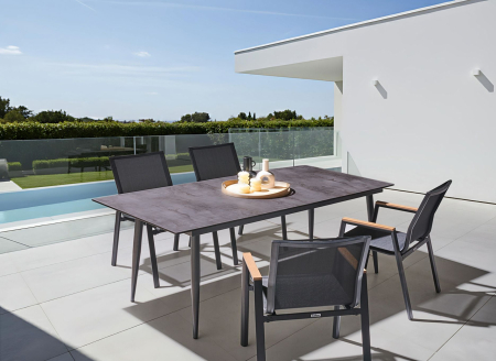 Tables - Outdoor dining table TOLENTINO 180 cm 90 cm stone effect Grey
