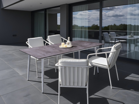 Tables - Outdoor dining table TOLENTINO 180 cm 90 cm stone effect Grey