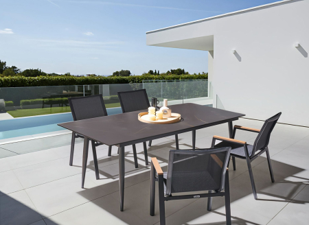 Tables - Outdoor dining table TOLENTINO 180 cm 90 cm marble effect Marble grey
