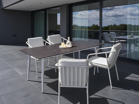 Tables - Outdoor dining table TOLENTINO 180 cm 90 cm marble effect Marble grey