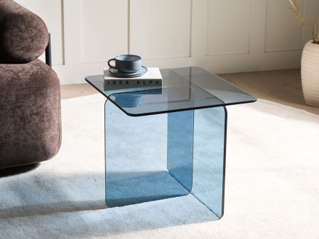 Mese - Masă laterală AMISK Sticlă securizată Albastru