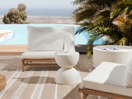 Mese - Masă laterală CAORIA Terrazzo alb