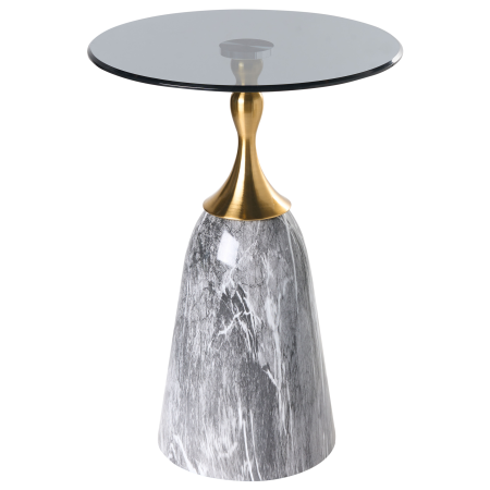 CARTER Side Table Tempered Glass Grey Marble [1]