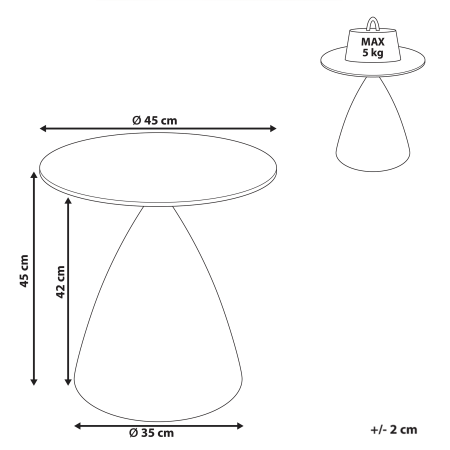 Masă laterală CORELLA Sticlă securizată Maro/Negru [2]