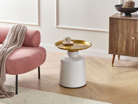 Mese - Masă laterală DOVE Metal Alb/Auriu