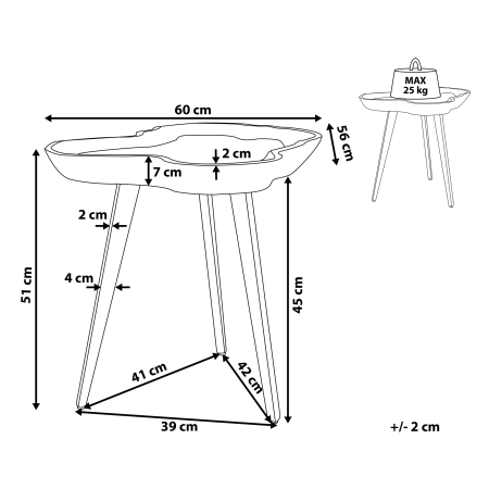 Masă laterală ELSA Lemn de tec Maro [2]