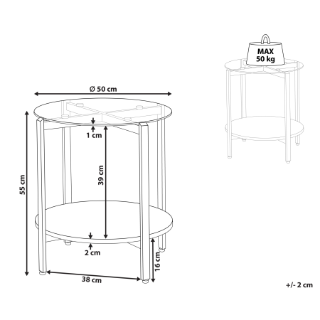 Side table LOVELL Tempered Glass Gold [2]