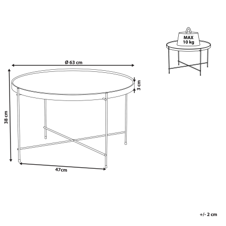 Masă laterală LUCEA Sticlă securizată Auriu [2]