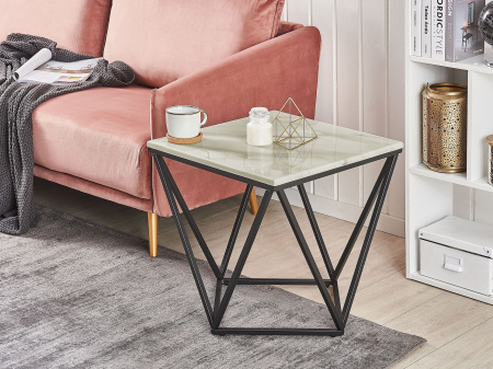 Mese - Masă laterală MALIBU Marmură/Negru