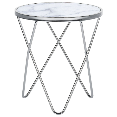 MERIDIAN Side table Tempered glass Marble/Silver [1]