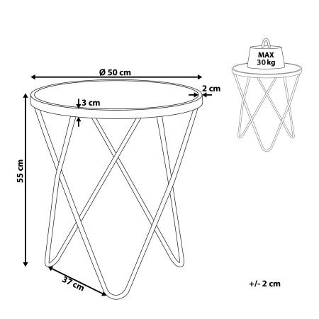 MERIDIAN Side Table Tempered Glass Marble/Gold [2]
