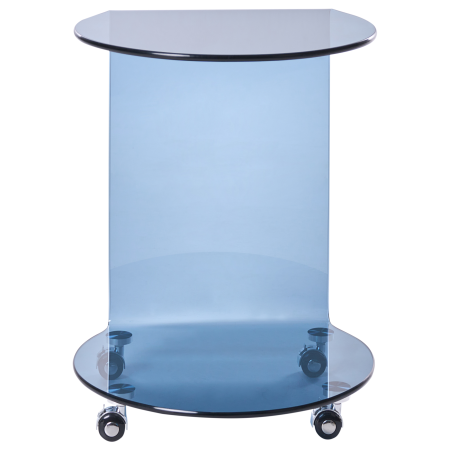MINTO side table Tempered glass Blue with wheels [3]