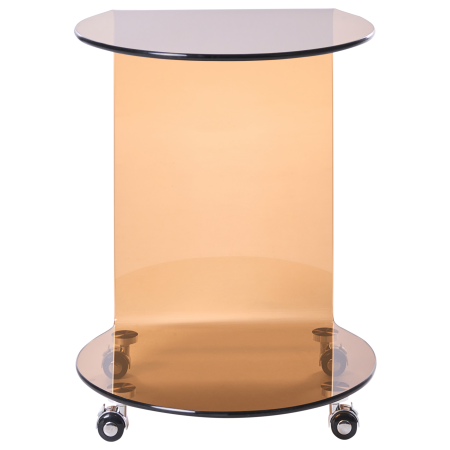 MINTO side table Tempered glass Brown with wheels [3]