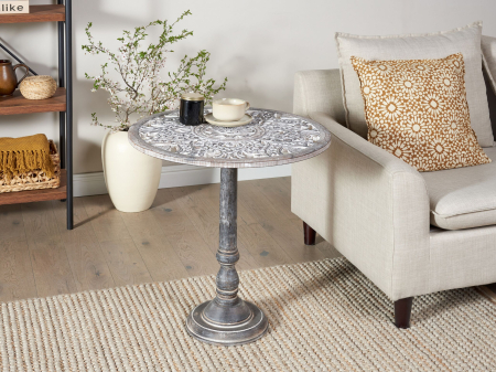 Mese - Masă laterală NAPARA Lemn de mango Gri