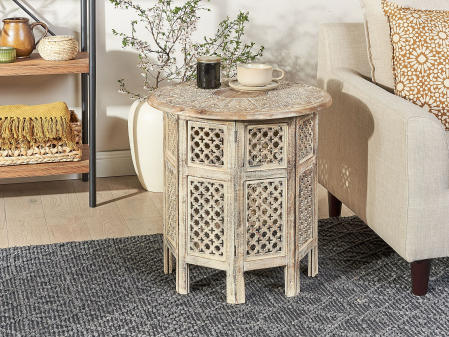 Mese - Masă laterală SANTRA Lemn de mango Maro deschis