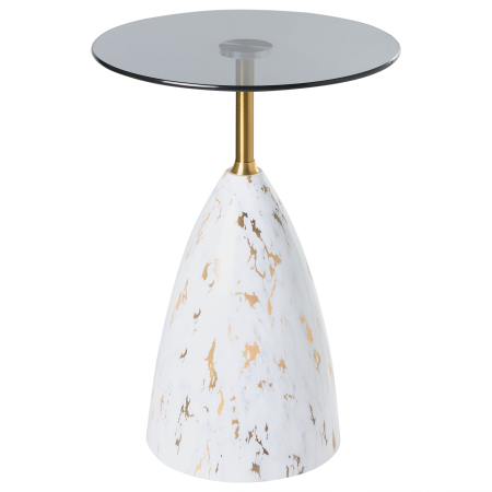 Masă laterală WABBY Sticlă securizată Alb marmură [1]