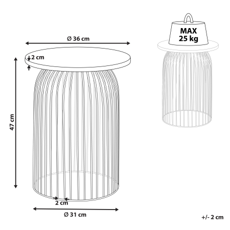 Masă laterală WILLS Lemn de mango Maro/Negru [2]
