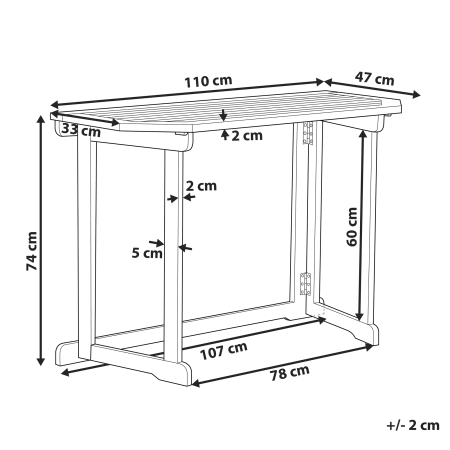 Masă pentru balcon TREIA 110 cm 47 cm Lemn de acacia Maro [2]