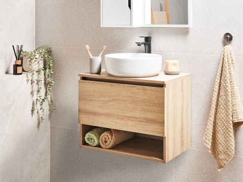 Lavoare - Mască pentru lavoar de perete NATAL 60 cm Maro deschis