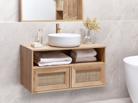 Lavoare - Mască pentru lavoar de perete ROSELL 86 cm Maro deschis