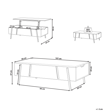BLACKPOOL coffee table Brown/Black with storage [2]