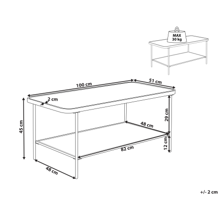 Măsuță de cafea BLAIR Sticlă securizată Negru [2]