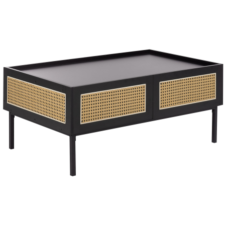 CULLEN coffee table Rattan Black with storage [1]