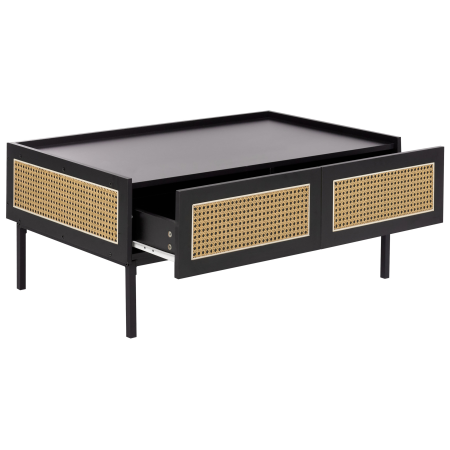 CULLEN coffee table Rattan Black with storage [3]