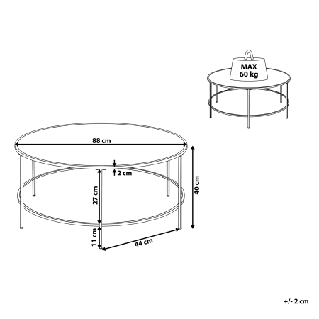 Coffee table FLORENCE Glass Black/Gold [2]