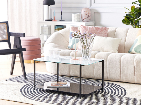 Masă de cafea - GLOSTER Coffee table Tempered glass Marble white
