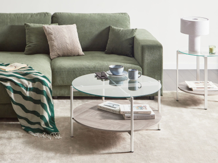 Mese - Măsuță de cafea LOVELL Sticlă securizată Argintiu