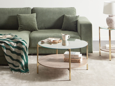 Mese - Măsuță de cafea LOVELL Sticlă securizată Auriu