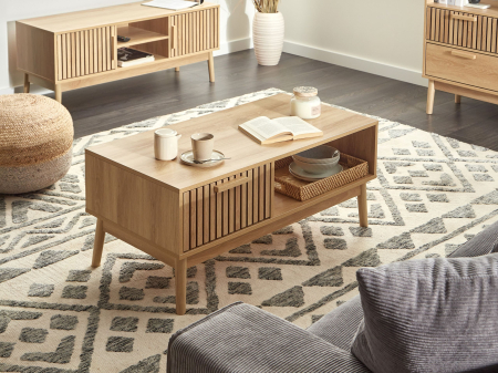 Masă de cafea - Coffee table LYNWOOD Light brown with storage