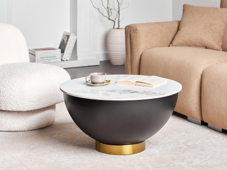 Tables - Coffee table NADINE Ceramic Black with storage