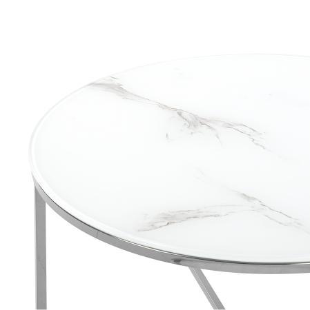 Măsuță de cafea QUINCY Sticlă securizată Marmură/Argintiu [3]