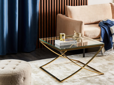 Masă de cafea - Coffee table RINGGOLD Tempered glass Gold