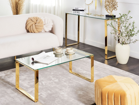 Masă de cafea - Coffee table TILON Tempered glass Gold