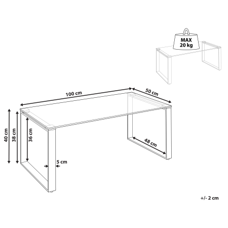 Coffee table TILON Tempered glass Gold [2]