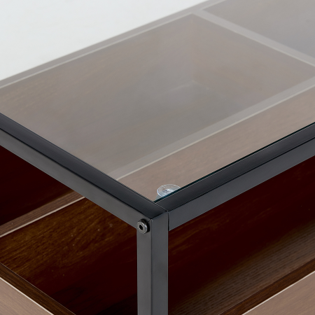 Măsuță de cafea WACO Sticlă securizată Negru cu depozitare [4]