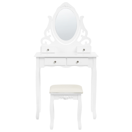 Masuță de machiaj cu oglindă și taburet AMOUR Alb [5]