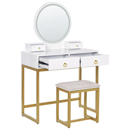 Masuță de machiaj cu oglindă și taburet AUXON LED Alb [5]