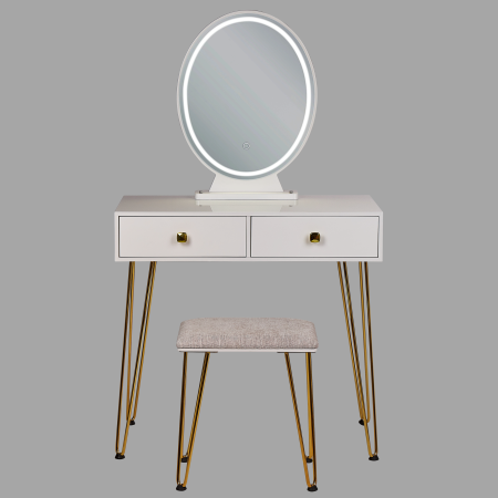 Masuță de machiaj cu oglindă și taburet CAEN LED Alb [4]
