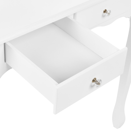 Masuță de machiaj cu oglindă și taburet DIVA Alb [6]