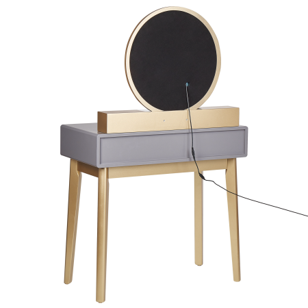 FEDRY dressing table with mirror and stool LED Grey [5]