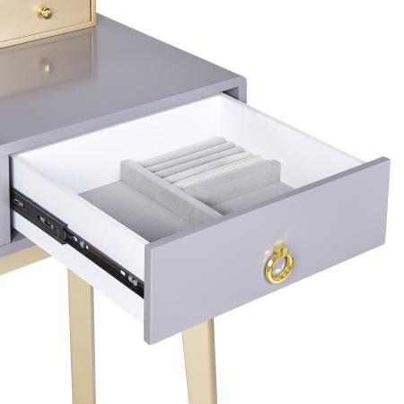 FEDRY dressing table with mirror and stool LED Grey [6]