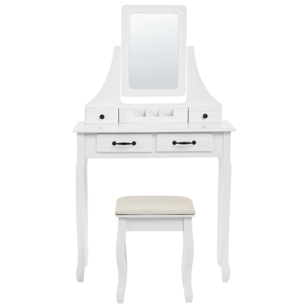 Masuță de machiaj cu oglindă și taburet RAYON Alb [5]