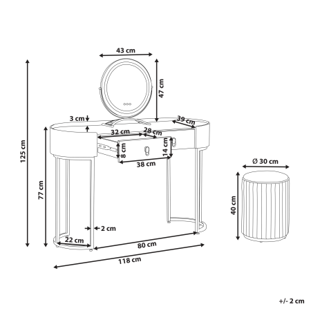Vanishing table with mirror and stool VINAX LED Dark green [2]